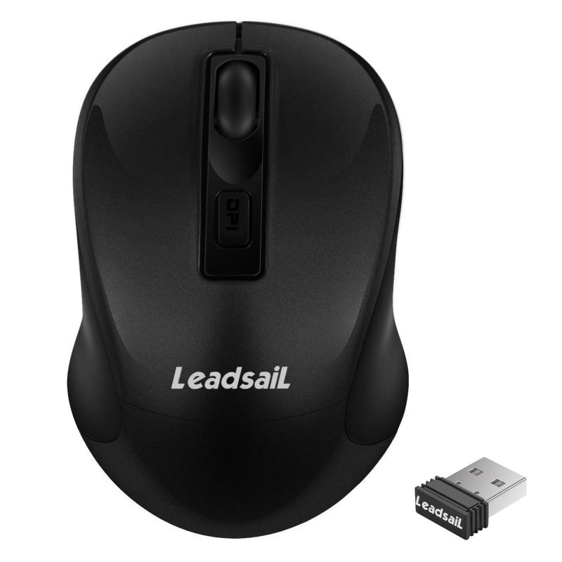 LeadsaiL ماوس لاسلكي رفيع من ليدسيل، ماوس USB 2.4G للابتوب، الكمبيوتر المكتبي، ماك بوك - أقل ضوضاء، 4 أزرار - Image 1